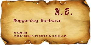 Mogyorósy Barbara névjegykártya
