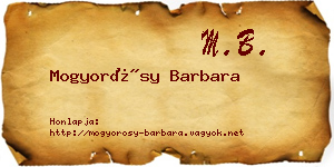 Mogyorósy Barbara névjegykártya